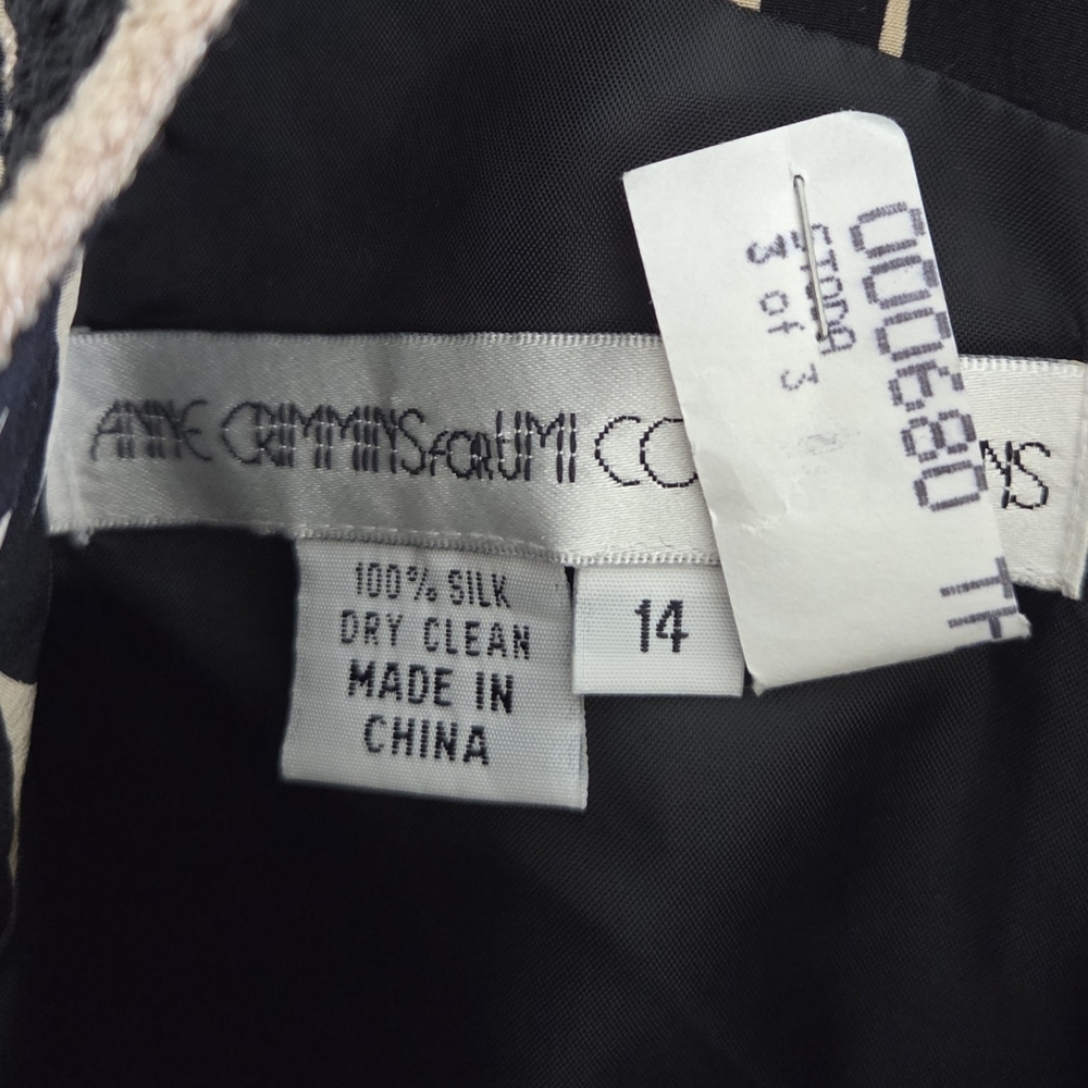 Vintage Anne Crimmins For Umi Collection Geometric 100% Silk Dress Size 14 - Picture 3 of 4